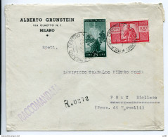 Democratica Lire 100 + Complementare Su Busta Racc. A Vercelli - 1946-60: Storia Postale