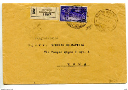 Risorgimento Lire 50 Isolato Su Busta Racc. Per Roma - 1946-60: Poststempel