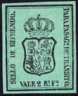 ESPAGNE / ESPANA - COLONIAS (Cuba) Ca.1871 Refrendo "PASAGs De TRANSITO" Fulcher 419 2RsFs Verde Amarillente -Leon Negro - Cuba (1874-1898)