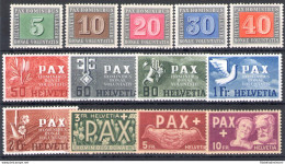 1945 SVIZZERA - Serie Della Pace - N° 405/417 , 13 Valori , MNH** - Autres & Non Classés