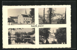 AK Nadejkov, Uferpartie Mit Blick Zum Ort, Waldpartie Mit Teilansicht, Kirche  - Tchéquie