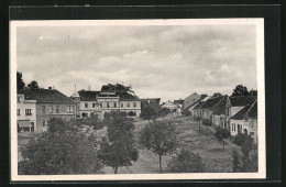 AK Bernarditz B. Tabor, Ortspartie Mit Denkmal  - Tchéquie