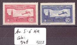 FRANCE - No Yvert AVION 5-6 ** ( SANS CHARNIERE, GOMME PARFAITE )    - COTE: 94.- - 1927-1959 Postfris