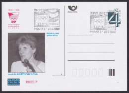 Czech 1999, Olympic Medals - Athletics; Jarmila Kratochvilova, Special Card & Postmark - Sonstige & Ohne Zuordnung