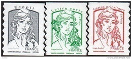 France Autoadhésif ** N° 1214, +1215 +1215 A - Marianne De Ciappa, Eco. Vert, Rouge Sans Les Poids (Verso Blanc) - Unused Stamps