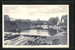 AK Husinec N. B., Blick Zur Flussbrücke  - Czech Republic