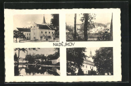 AK Nadejkov, Kirche, Teich, Schloss Und Ortspanorama  - Czech Republic