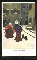 Künstler-AK Walther Caspari: Krieg, Scherz, Frauen Streiten Auf Der Strasse  - Andere & Zonder Classificatie