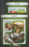 Malediven Aus Jahrgang 2018 Postfrisch Kleinbogen Und Block / Pilze #GG155 - Maldives (1965-...)