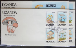 Uganda 950-957 Und Block 146 Und 147 Gestempelt Als FDC / Pilze #GG297 - Oeganda (1962-...)