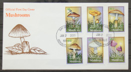 Malediven 3681-3686 Gestempelt Als FDC / Pilze #GG520 - Maldives (1965-...)