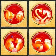 Taiwan 2013 Congratulations Stamps Chinese Wedding Bird Fish Swan Penguin Mandarin Duck Circular Stamp Unusual - Unused Stamps