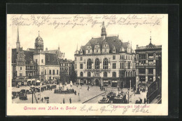 AK Halle An Der Saale, Rathaus Mit Ratskeller Und Springbrunnen  - Sonstige & Ohne Zuordnung