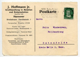 Germany 1928 Postcard; Hannover - J Hoffman Jr, Großhandlung In Metallen Und Rohprodukten; 8pf. Beethoven; Slogan Cancel - Covers & Documents