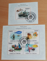 COMORES 2010, Fish, Fishes, Fishing, Animals, Fauna, Souvenir Sheets, Used - Pesci