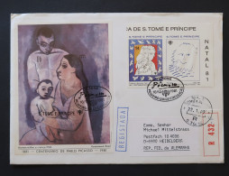 Sao Tome Et Principe FDC Recommandé 1981 Bloc Picasso NON DENTELÉ St Thomas & Prince Picasso IMPERFORATED S/s R FDC - Picasso