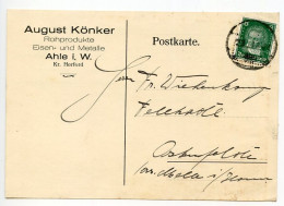 Germany 1928 Postcard; Ahle I.W. - August Könker, Rohprodukte Eisen- Und Metalle To Ostenfelde; 8pf. Beethoven - Cartas & Documentos