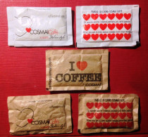 Sugar Bags, Full- Advertising Bags. Cosmai Caffè, Bisceglie. Italy. Lot Of Five. - Sucres