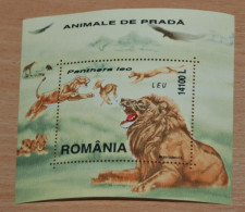 ROMANIA 2000, Wild Cats, Lion, Animals, Fauna, Mi #B316, Souvenir Sheet, MNH** - Raubkatzen
