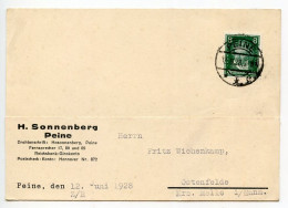 Germany 1928 Postcard; Peine - H. Sonnenberg To Ostenfelde; 8pf. Beethoven - Brieven En Documenten