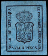 ESPAGNE / ESPANA - COLONIAS (Cuba) Ca.1871 Refrendo "PASAPORTES DE ESTRANGEROS" Fulcher 424 4P Azul - Sin Gomar - Kuba (1874-1898)