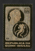 Guinée-Bissau Rare Timbre Or Monnaie Egypte Octadrachm Cornucopia 270 AC 1982 ** Guinea Bissau Gold Stamp Egypt Coin - Guinée-Bissau