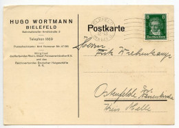 Germany 1927 Postcard; Bielefeld - Hugo Wortmann To Ostenfelde; 8pf. Beethoven; Machine Cancel - Brieven En Documenten