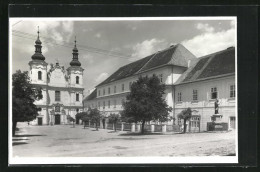 AK Stráznice, Ortspartie Mit Kirche Und Denkmal  - Czech Republic