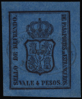 ESPAGNE / ESPANA - COLONIAS (Cuba) Ca.1871 Refrendo "PASAPORTES DE ESTRANGEROS" Fulcher 424 4P Azul - USADO - Kuba (1874-1898)