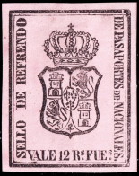 ESPAGNE / ESPANA - COLONIAS (Cuba) Ca.1871 Refrendo "PASAPORTES DE NACIONALES" Fulcher 427 12 RsFs Rosa - Sin Gomar - Cuba (1874-1898)