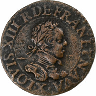 France, Louis XIII, Double Tournois, 1615, Amiens, Cuivre, TTB+, CGKL:264 - 1610-1643 Louis XIII Le Juste