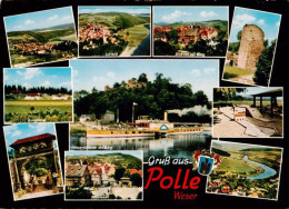 73944331 Polle_Oberweser Teilansichten Luftaufnahme Minigolf Dampfer Burgruine - Altri & Non Classificati