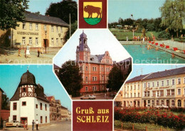 73830514 Schleiz Kreiskulturhaus Rathaus Schwimmbad Historische Muenze Neumarkt  - Schleiz