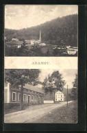 AK Adamov, Strassenpartie Im Dorf, Fabrik Aus Der Vogelschau  - Czech Republic