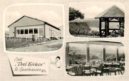 73830336 St Goarshausen Rhein Cafe Drei Birken Gastraum Terrasse Blick Auf Burg  - Loreley