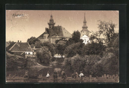 AK Göding / Hodonin, Ortsansicht Mit Kirchturm  - Tchéquie