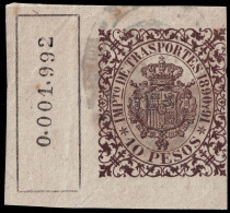 ESPAGNE / ESPANA - COLONIAS (Cuba) 1890/91 "IMPto De TRASPORTES" Fulcher 1362 10P Marron Oscuro - Usado (0.001.992) - Kuba (1874-1898)