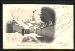 CPA Saint-Seine-l`Abbaye, Entrée Par Cestres, Effet De Neige  - Autres & Non Classés