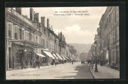 CPA Pontarlier, Grande Rue, Blick In Die Strasse  - Pontarlier