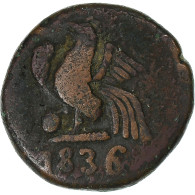 Inde Française , Doudou, 1836, Pondichéry, Coq, Bronze, TB+ - Otros & Sin Clasificación