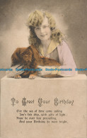 R048763 Greetings. To Greet Your Birthday. Woman With Dog. 1920 - World