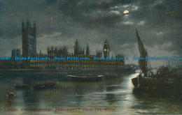 R048887 London. The Houses Of Parliament From The River. By Night. Tuck. Art - Otros & Sin Clasificación