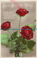 R048905 Greetings. Sincere Birthday Wishes. Red Roses. RP. 1927 - World