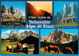 73143796 Seiser Alm Dolomiten Dolomiten Schlerngebiet Abendstimmung Alphornblaes - Sonstige & Ohne Zuordnung