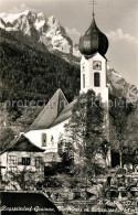 73142938 Grainau Dorfkirche Mit Zugspitze Wettersteingebirge Huber Karte Nr 1074 - Autres & Non Classés