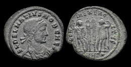 Delmatius AE Follis Two Soldiers Standing Facing - The Christian Empire (307 AD Tot 363 AD)