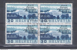 1938 SVIZZERA , Varietà , 30 Cent. "Colonne Cassèe" - "Colonna Rotta" - Zumstein N° 50/A1 , Quartina Usata Primo Gior - Autres & Non Classés