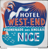 Bh147 Etichetta Da Bagaglio Hotel West -end Nice - Andere & Zonder Classificatie