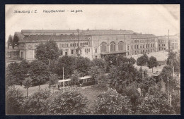 FRANCE Strassburg I.E. 1910s Bahnhof. La Gare. Train Station. Tram. Old Postcard (h3476) - Straatsburg