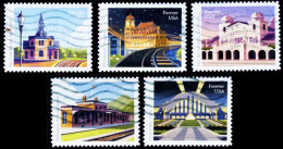 Etats-Unis / United States (Scott No.5758-62 - Historic Railroad Stations) (o) Set Of 5 - Usati